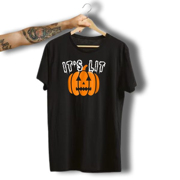 Its Lit Pumpkin Funny Halloween Party Jack O Lantern T Shirt t shirt 1