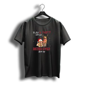 It'S Not A Party Until A Few Retriever Show Up Christmas Santa Antlers T-Shirt