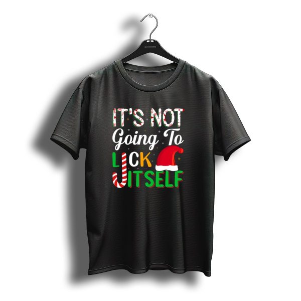 Its Not Going To Lick Itself Christmas Santa Hat Candy Cane Letters T Shirt t shirt 1