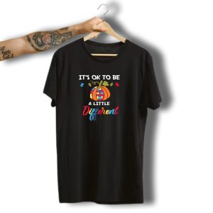 It'S Ok To Be A Little Different Autism Pumpkin Halloween Puzzle T-Shirt