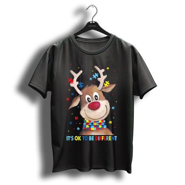 Its Ok To Be Different Reindeer Christmas Autism Awareness Puzzle Scarf T Shirt 1 t shirt 1