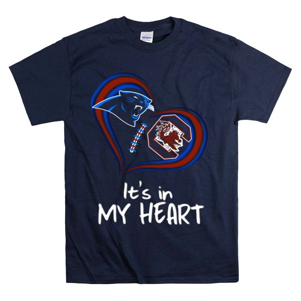 Its Panthers and Gamecocks In My Heart T Shirt 1 Navy