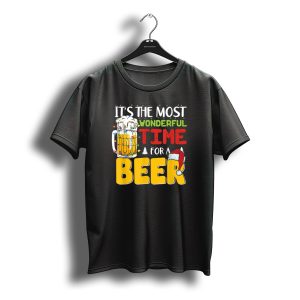 It'S The Most Wonderful Time For A Beer Christmas Mug Santa Hat T-Shirt