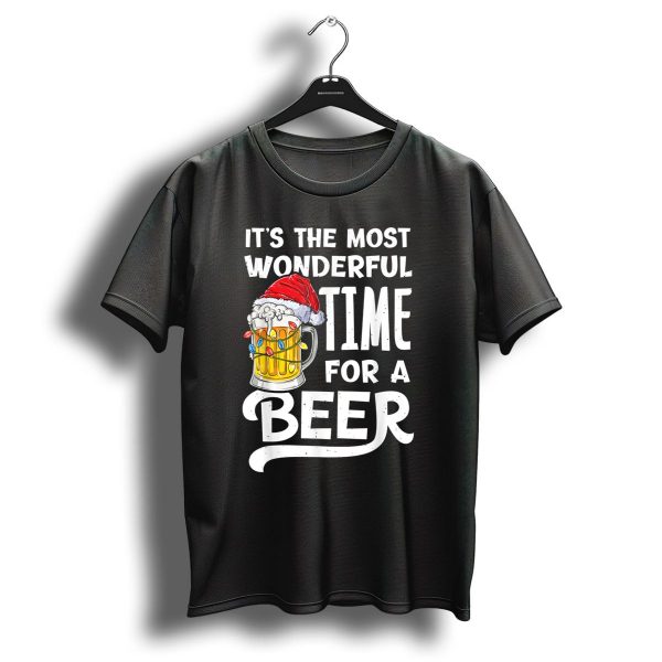 Its The Most Wonderful Time For A Beer Christmas Santa Hat Mug Lights T Shirt 1 t shirt 1