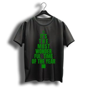 It's The Most Wonderful Time Of The Year Christmas Tree Design Green T Shirt 1