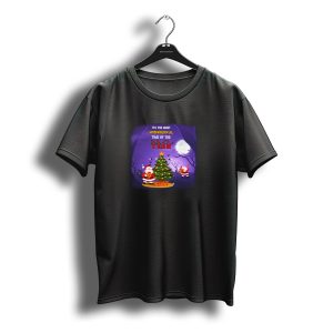 It'S The Most Wonderful Time Of The Year Christmas Tree Santa Moon Scene T-Shirt