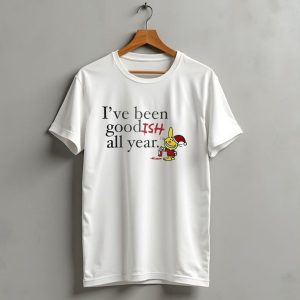 Ive Been Good Ish All Year Christmas Cartoon Santa Hat Bunny T Shirt