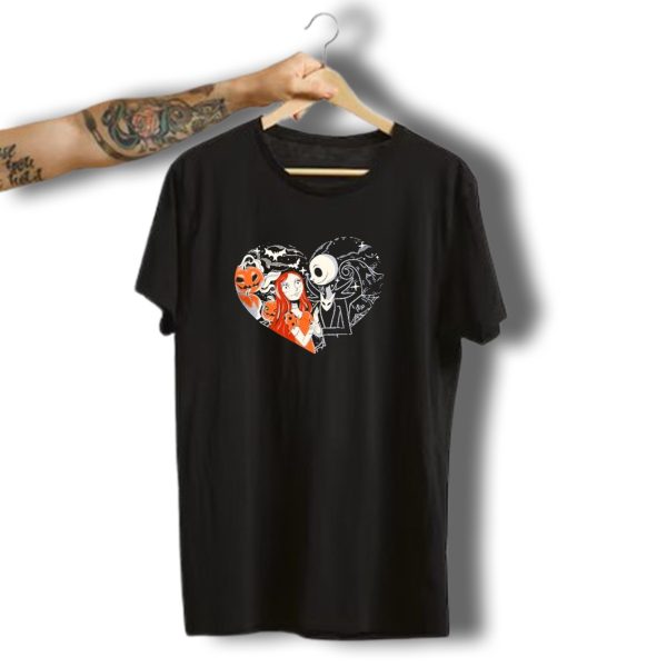 Jack And Sally Heart Halloween Studioyumie Bat Pumpkin Moon T Shirt t shirt 1