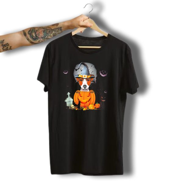 Jack Russell Dog Witch Hat Halloween Pumpkin T Shirt t shirt 1