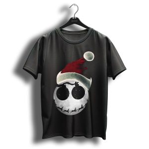 Jack Skellington Christmas Santa Hat Moon With Reindeer T Shirt