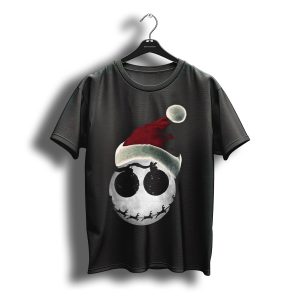 Jack Skellington Christmas Santa Hat Moon With Reindeer T-Shirt