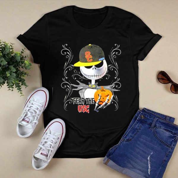 Jack Skellington Fear The USC Trojans Halloween Pumpkin T Shirt 1 1