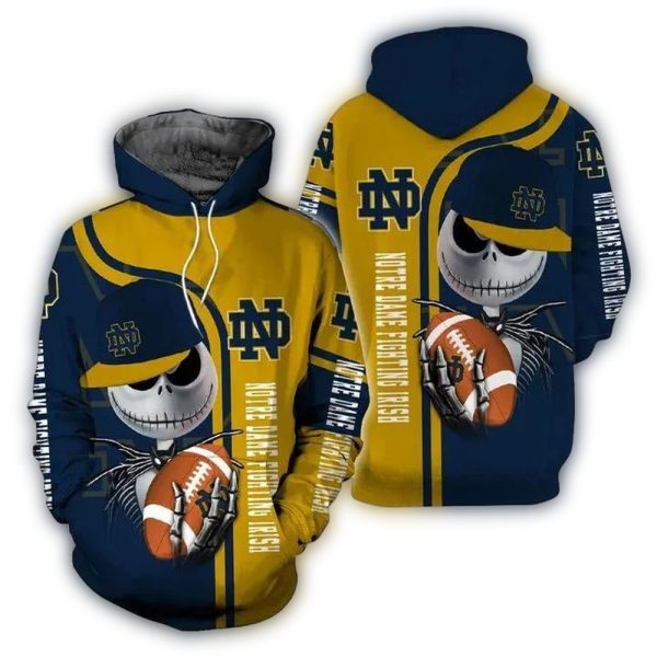 Jack Skellington Hold Ball Notre Dame Fighting Irish AOP Hoodie 1