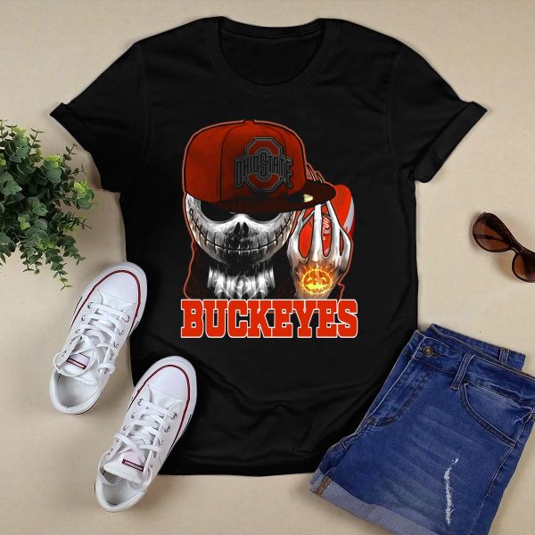 Jackskull Ohio State Buckeyes Football Fan Gear T Shirt Black 1