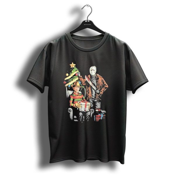 Jason Voorhees Freddy Krueger Christmas Horror Icons Holiday Scene T Shirt 1 t shirt 1