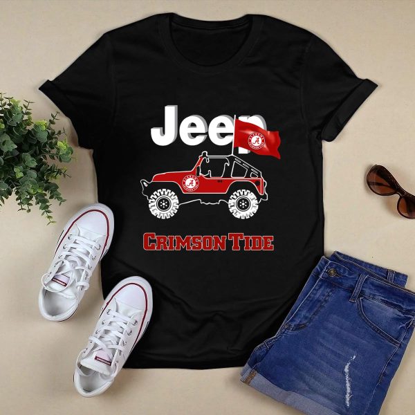Jeep Alabama Crimson Tide Flag T Shirt Style 1 Black 1