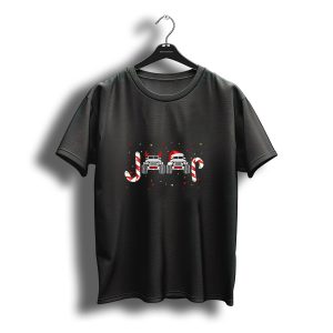 Jeep Christmas Candy Cane Reindeer Antlers Santa Hat T-Shirt