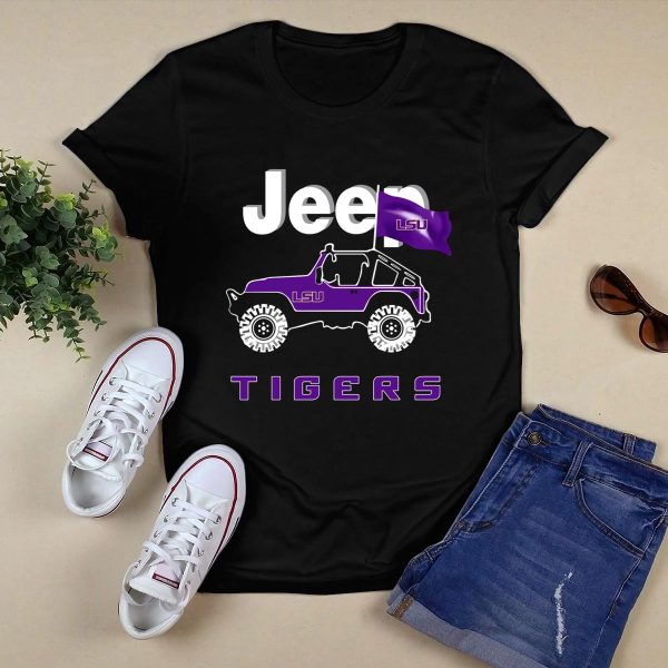 Jeep Lsu Tigers Purple Flag T Shirt Black 1