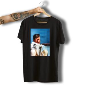 Jfk Halloween Christmas Funny Cool Holidays President Reading Newspaper Sunglasses T-Shirt