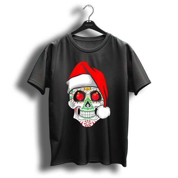 Jingle Jangle Christmas Sugar Skull Santa Hat Peppermint T Shirt 1 t shirt 1