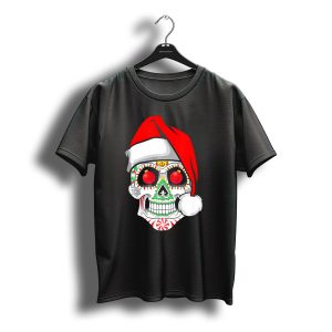 Jingle Jangle Christmas Sugar Skull Santa Hat Peppermint T-Shirt
