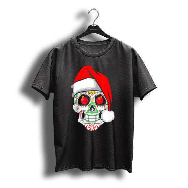 Jingle Jangle Christmas Sugar Skull Santa Hat Peppermint T Shirt t shirt 1