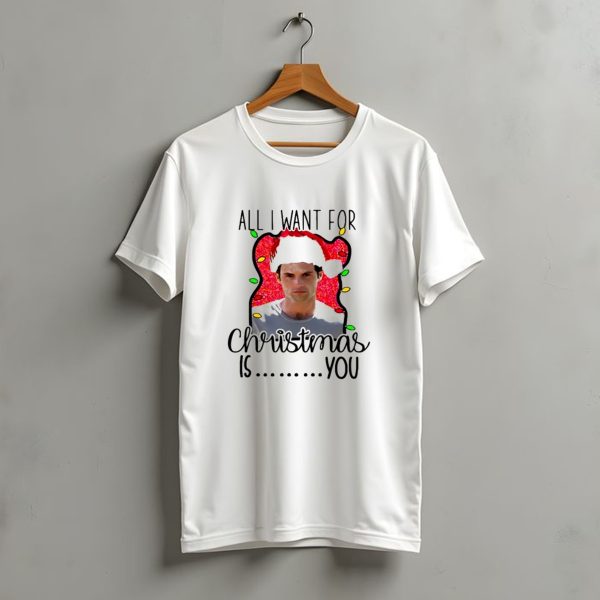 Joe Goldberg Santa Hat All I Want For Christmas Is You Christmas Lights T Shirt t shirt 1