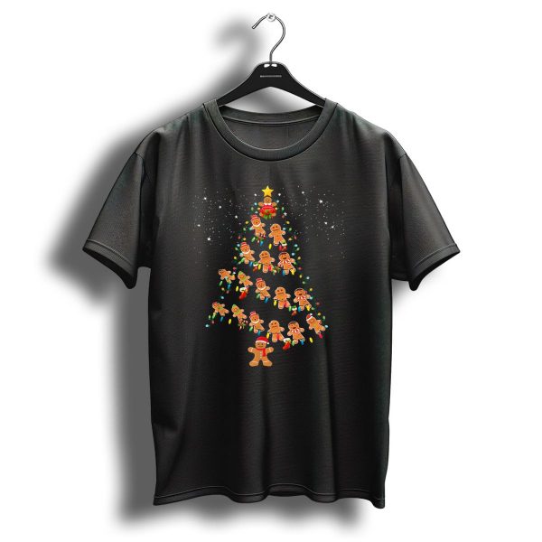 Jolly Gingerbread Christmas Tree Star Garland Festive Holiday Cookies T Shirt 1 t shirt 1