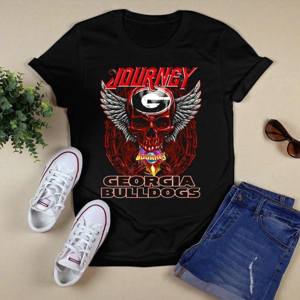 Journey Georgia Bulldogs Skull Wings T Shirt 1