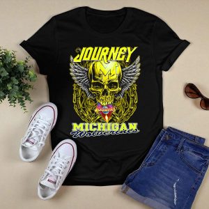 Journey Michigan Wolverines Skull Wings Chain T-Shirt