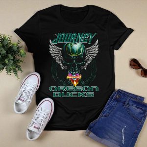 Journey Oregon Ducks Skull With Wings And Chains T-Shirt