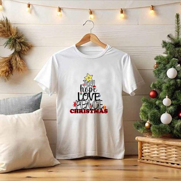 Joy Hope Love Peace Christmas Tree Design With Festive Icons T Shirt 1 t shirt 1 Pittsburgh Steelers Unicorn Merry Christmas Knitted Ugly Sweater 1