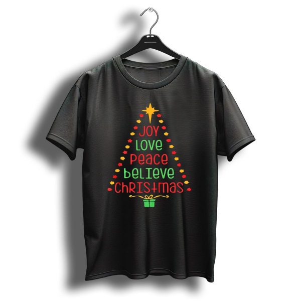Joy Love Peace Believe Christmas Tree Star Gift T Shirt 1 t shirt 1