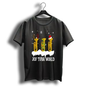 Joy Tuba World Christmas Snow Tubas Santa Hat Reindeer T Shirt