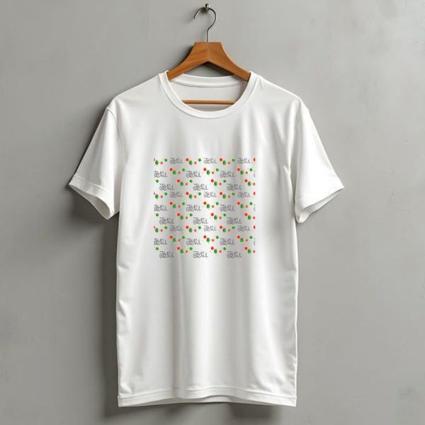 Joyful Christmas Lights Pattern Repeated Festive T Shirt 1 t shirt 1