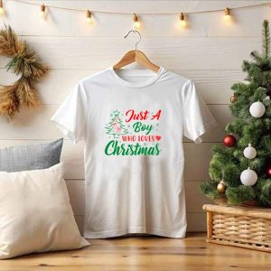 Just A Boy Who Loves Christmas Tree And Snowflakes T-Shirt