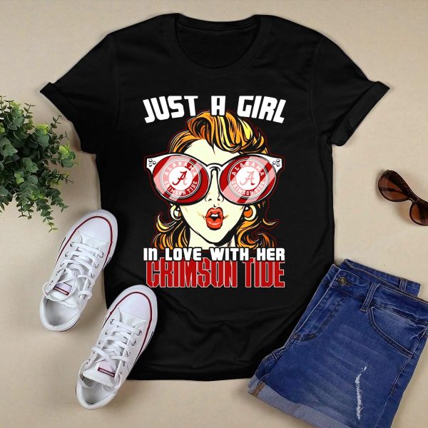 Just A Girl In Love With Her Alabama Crimson Tide T Shirt Style 1 Black 1