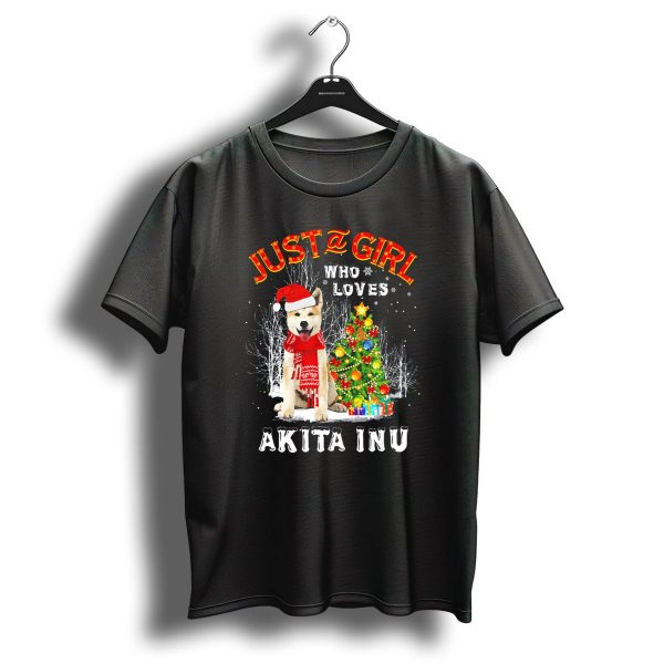 Just A Girl Who Loves Akita Inu Christmas Festive Holiday T Shirt 1 t shirt 1