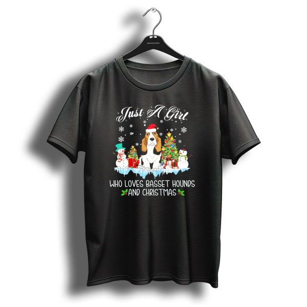 Just A Girl Who Loves Basset Hounds And Christmas T Shirt 1 t shirt 1