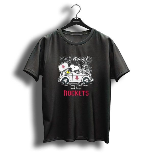Just A Girl Who Loves Christmas And Houston Rockets Snoopy Woodstock Peanuts Nba T Shirt 1 t shirt 1