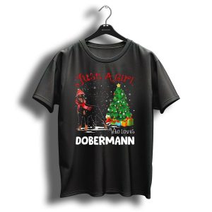 Just A Girl Who Loves Dobermann Christmas Tree Snowflakes T-Shirt