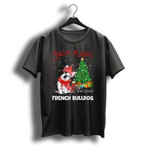Just A Girl Who Loves French Bulldog Christmas Tree Snowflakes T-Shirt