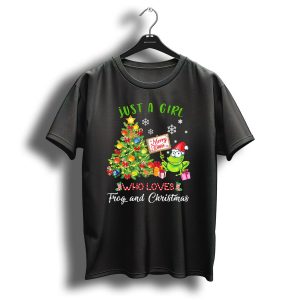 Just A Girl Who Loves Frog And Christmas Merry Xmas T-Shirt