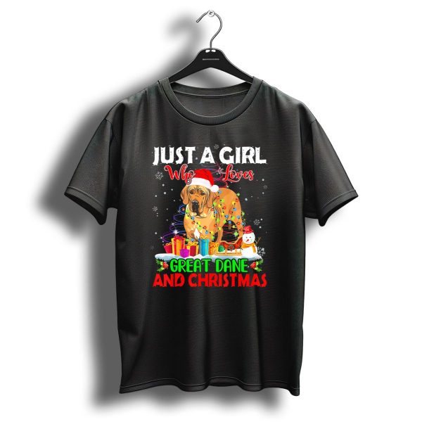 Just A Girl Who Loves Great Dane And Christmas T Shirt 1 t shirt 1