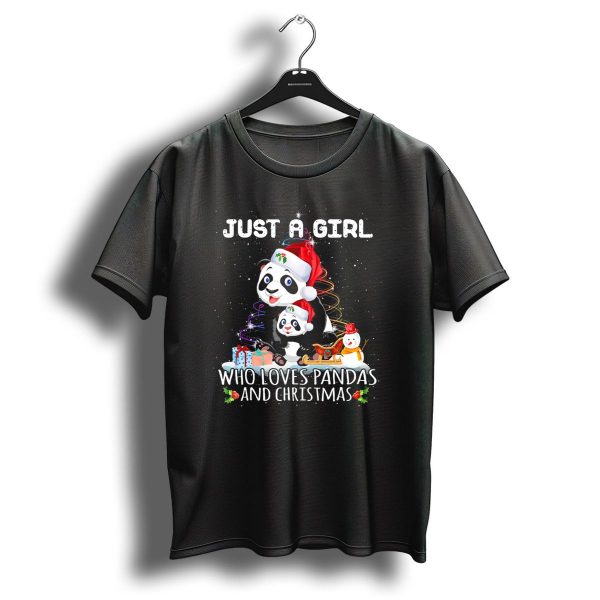 Just A Girl Who Loves Pandas And Christmas T Shirt 1 t shirt 1
