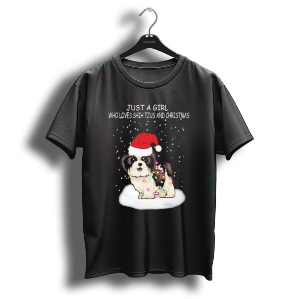 Just A Girl Who Loves Shih Tzu And Christmas T Shirt 1 t shirt 1