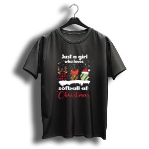 Just A Girl Who Loves Softball At Christmas T-Shirt