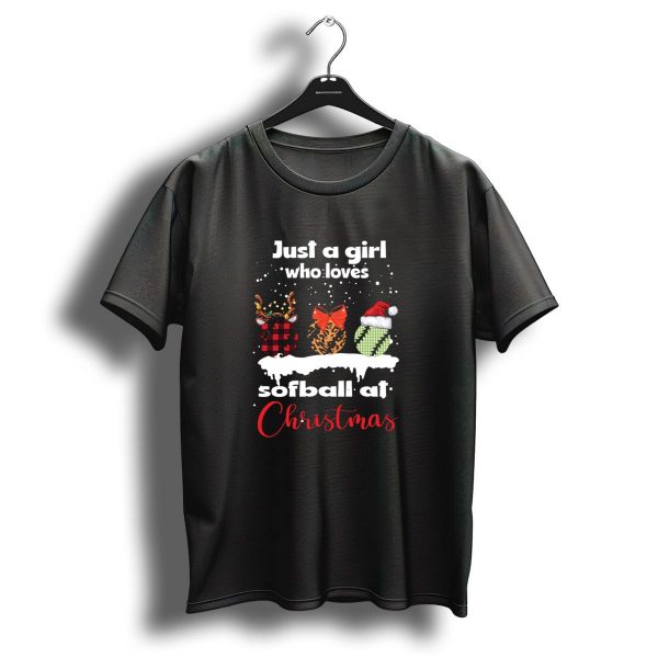 Just A Girl Who Loves Softball At Christmas T Shirt 1 t shirt 1