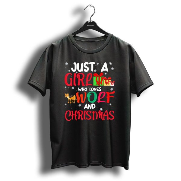 Just A Girl Who Loves Wolf And Christmas T Shirt 1 t shirt 1