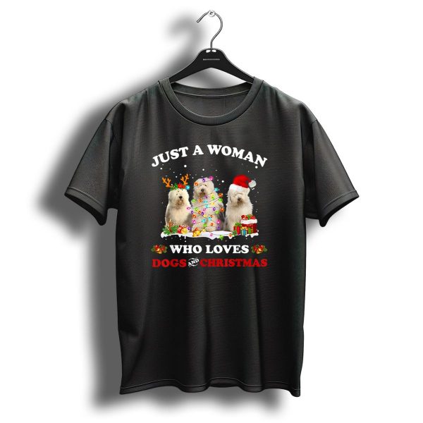 Just A Woman Who Loves Dogs And Christmas T Shirt 1 t shirt 1